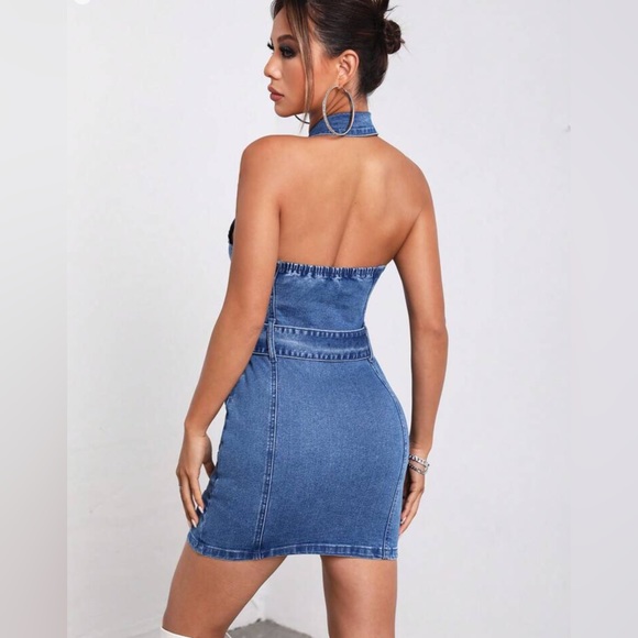 Backless Denim Dress - Picture 2 of 5
